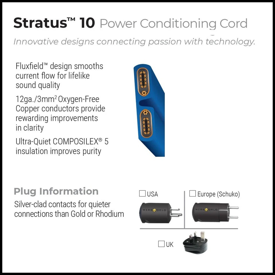 Stratus Turntable สายไฟ Wire World Stratus™ 10 Power Conditioning Cord 1.5M (New ...